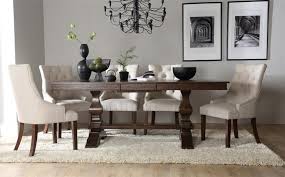 Cavendish Dark Wood Extending Dining Table With 6 Duke Oatmeal Chairs Only 999 99 Fu Wood Dining Room Oak Extending Dining Table Dark Wood Dining Room Table