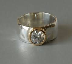 Clear Gemstone Ring Set In 14k Gold Bezel Sterling Silver Band Gold Amethyst Ring Sterling Silver Bands Unique Engagement Rings Rose Gold