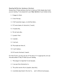 Start studying answering paper 2 question 5. Reading Reflection Sentence Starters