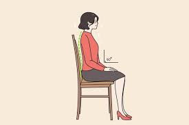 Premium Vector | Young woman sit on chair in correct position think of back female employee right sedentary pose