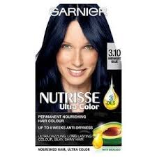 The blues and blacks are often blended together to give a midnight blue color or, blue highlights are added to black hair. Garnier Nutrisse Ultra Color Nourishing 3 10 Midnight Blue Midnight Black Hair Hair Color For Black Hair Boxed Hair Color