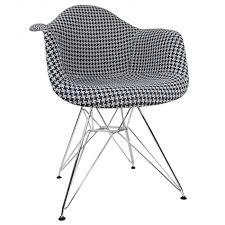Black And White Houndstooth Accent Chair Houndstooth Pattern Woven Fabric Upholstered White Accent Arm Chair Mid Century Modern Armchair Accent Chairs Armchair
