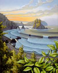 Sunrise Over The Cove Matt Beard Art Surf Painting Beard Art Surf Art