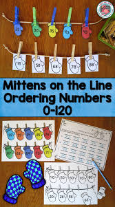 Ordering Numbers 0 120 Mittens On The Line Ordering Numbers Math Helper Christmas Math
