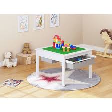 Utex 2 In 1 Kids Construction Play Table With Storage Drawers And Built In Plate White Walmart Com In 2020 Lego Table With Storage Diy Kids Room Decor Kids Rooms Diy