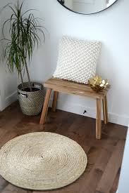 The problem often becomes that the rug size that fits your room (usually an 8×10 or 9×12) is a major. Small Entryway Wood Stool And Jute Rug Homebnc