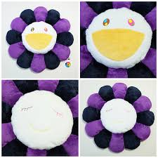 Kawaii Kaikaikiki Takashi Murakami Flower Pillow Cushion Purple 60cm Murakami Flower Flower Pillow Takashi Murakami