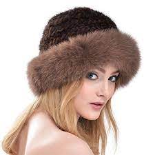 Women Mink Fur Hat Real Fox Fur Brim Knitted Bucket Hats Winter Warm Beanie Women Mink Fur Hat Real Fox Fur Br Winter Fur Hat Fur Hat Winter Hats Beanie