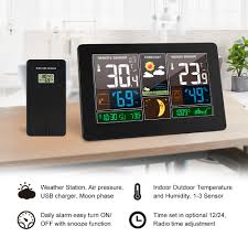 The patio wall clock thermometer is not only an attractive quartz timepiece but measures temperature and humidity too! Wall Clock Digital Weather Station 3 Sensor Wireless Indoor Outdoor Thermometer Hygrometer Barometer Forecast Modern Watch 40 Wall Clocks Aliexpress