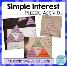 Percents Simple Interest Puzzle Activity Simple Interest Math Simple Interest Consumer Math