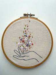 These are embroidered wildflowers in a wooden hoop. Embroidery Pdf Pattern Wildflower Witch Embroidery Beginner Hand Embroidery Digital Pattern Diy Nursery Decor Baby Shower Gift Hand Embroidery Patterns Free Sewing Embroidery Designs Embroidery Patterns Free