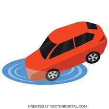 car sinking in the water free vector