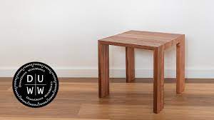 To figure out the length of the two center stretchers you'd take the width of your table top (mine is 44″), minus your overhang (3+3=6″) and how. How To Make A Small End Table From Reclaimed Wood Youtube