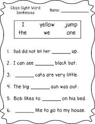 Cloze Sight Word Sentences Pre Primer Sight Word Sentences Word Sentences Sight Words