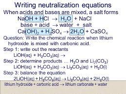 Chemistry · 8 years ago. Question Write The Chemical Reaction When Lithium Hydroxide Is Mixed With Carbonic Acid Step 1 Write Out The Reactants Lioh Aq H 2 Co 3 Aq Ppt Download