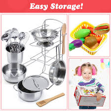 Shop by department, purchase cars, fashion apparel, collectibles, sporting goods, cameras, baby items, and everything else on ebay, the world's online marketplace Buy Kids Pretend Play Kitchen Toys Accessories Set 34pcs Stainless Steel Toy Pots And Pans Sets W Rack Organizer Cooking Utensils Holder Apron Play Food Toys W Basket For Kids Girls