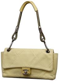 Vanilla Yellow Quilted Bungee Cord Flap 234722 This Item Will Ship Out Immediately Previously Owned Chanel Handbags Chanel Shoulder Bag Chanel Handbags Red