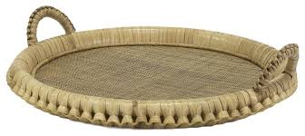 Ships free orders over $39. Large Retro Round Natural Rattan Tray Handles Serving Decorative Bar Coastal Tropical Serving Trays By My Swanky Home 3340 Plc3060 0100 Houzz