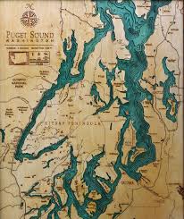 Bathymetric Map Underwater Topographic Of Puget Sound Wa Puget Sound Lake Art Puget