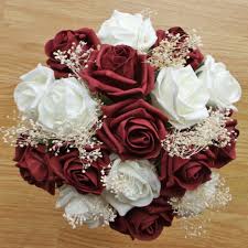 Wedding bouquet, burgundy navy blue white bouquet, artificial bouquets, bridesmaids flowers, bride bouquet, elegantarrangements8. Burgundy White Gypsophila Brides Bouquet Artificial Brides Bouquets