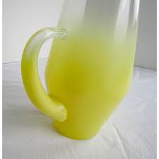 Blendo came in a wide variety of colors and sets: Vintage 1960s West Virginia Specialty Glass Company Yellow Blend Pitcher Chairish