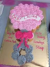 Baby Shower Pull Apart Cupcake Tiny Hands And Little Feet Hello Baby Good Bye Sleep Cli Baby Shower Cupcake Cake Baby Shower Cakes Girl Baby Shower Treats