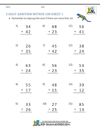 These grade 2 addition worksheets span topics from adding single digit numbers to addition in columns with regrouping. 2 Digit Addition Worksheets