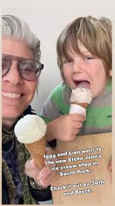 Iggy loving some milk and cookies ice cream and of course vanilla for Lisa.  , #southparksd , #southbarkdogwash , #southparksandiego ,  #stellajeansicecream , #neighborhood, #icecream