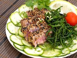 Tataki De Thon Carpaccio De Courgette Et Salicornes Sautees Marlyzen Cuisine Revisitee