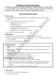 Direct characterization is when a narrator or character describes another character directly. Writing A Characterization Esl Worksheet By Newfield