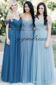 Cheap Blue Bridesmaid Dresses 2019 Off Shoulder Floor Length A Li Vestidos Largos De Dama De Honor Vestidos De Dama De Honor Elegantes Vestidos De Dama De Boda