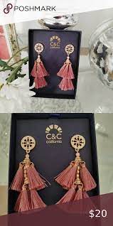 C C California Wheel Tassel Earrings Boho Drop Earrings Minimalist Necklace Silver Tassel Earrings