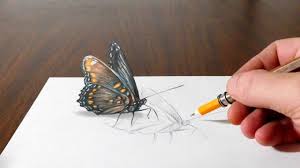Download Drawing A Butterfly Cool 3d Trick Art On Paper 3d Art Drawing 3d Drawing Techniques Prismacolor Art