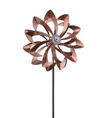 Check spelling or type a new query. Solar Lighted Led Flower Metal Wind Spinner With Bi Direction Rotors Copper Plowhearth