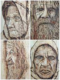 Wood wall hangings with engraved designs