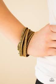 Black And Gold Wrap Bracelet Paparazzi Strands Of Glistening Brass Studs Glittery Aurum Rhinestones And Brown Suede Dusted In Glitter Wrap Aro Black Cuff Bracelet Wrap Bracelet Brass Cuff Bracelet