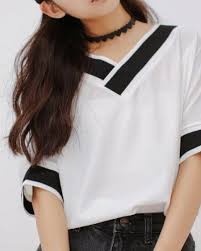 Black And White Sweatshirt For Girls Black And White Color Block T Shirt For Teenage Girls Half Sleeve V Neck Tee Black And White Colour V Neck Tee Color Block