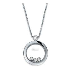 Chopard Happy Diamond White Gold Circle Necklace With 3 Floating Diamonds Gold Circle Necklace Pendant White Gold Necklace Diamond