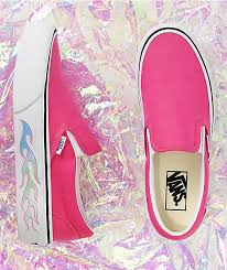 Vans Slip On Flame Pink Platform Shoes