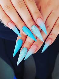 Ombre nails, especially on stiletto shapes, are a popular and trendy design for women who love pampering themselves. Best Summer Ombre Nails In 2019 Stylish Belles Light Blue Nails Blue Nails Acrylic Nails Stiletto