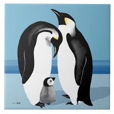 Emperor Penguin Family Art Tile Zazzle Com Painting Studio Family Art Penguin Art