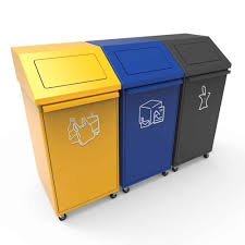 Pori Poubelle Tri Recyclage Avec Couvercle Basculant Et Roues Trash Bins Recycling Design