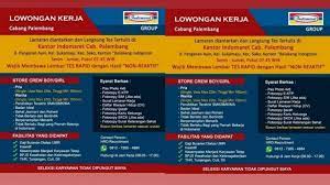 Rdt dilakukan di gedung olah raga (gor) pangukan, tridadi sleman, pada selasa (19/5). Lowongan Kerja Indomaret Cabang Palembang Dibutuhkan Pria Atau Wanita Antar Lamaran Langsung Tes Sriwijaya Post