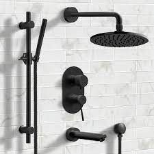 Should you have a tub in your bathroom or should it be a shower? Remer Tsr33 By Nameek S Galiano Matte Black Tub And Shower System With 8 Rain Shower Head And Hand Shower Thebathoutlet