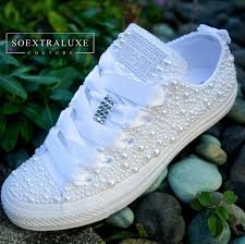 Pearly White Low Top Luxe Converse In 2020 Wedding Sneakers Wedding Converse Converse Wedding Shoes