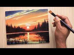 Learn this beautiful #sunset #watercolor #painting at the gallery drm youtube link provided for complete video #drm_gallery_ngp thanks stay creative ️ unboxing and testing new art supplies. Acrylic Painting Of Beautiful Sunset Landscape Step By Step Youtube Sunset Painting Painting Tutorial Sunset Landscape