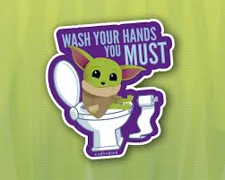 Baby Yoda Wash Your Hands Sticker Etsy Hand Sticker Yoda Sticker Wash Your Hands