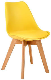 Lssbought Set Of 2 Eames Style Soft Padded Seat Dining Chairs With Solid Wooden Legs Yellow Chair Dining Chairs Eames