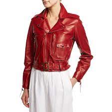 Ralph Lauren Zip Front Leather Moto Jacket Red Jacket Leather Moto Jacket Leather Moto Jacket