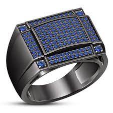 1 20 Ct Blue Sapphire Engagement Wedding Pinky Men S Ring 14k Black Gold Finish Signet Ring Men Rings For Men Wedding Rings Engagement